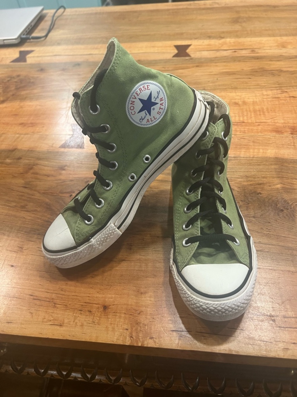 Converse Olive Green High Top Sneakers with Black Laces